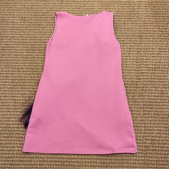 Queen of Sparkles Diagonal Metallic Pink Fringe Dress Small - Picture 13 of 13